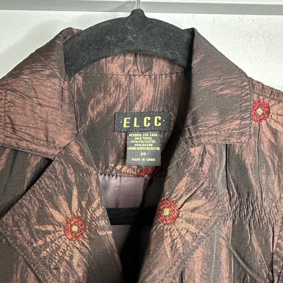 Vtg Womens ELCC Jacket Floral‎ Jacquard Baroque Tapestry Blazer Size PP - Picture 2 of 10